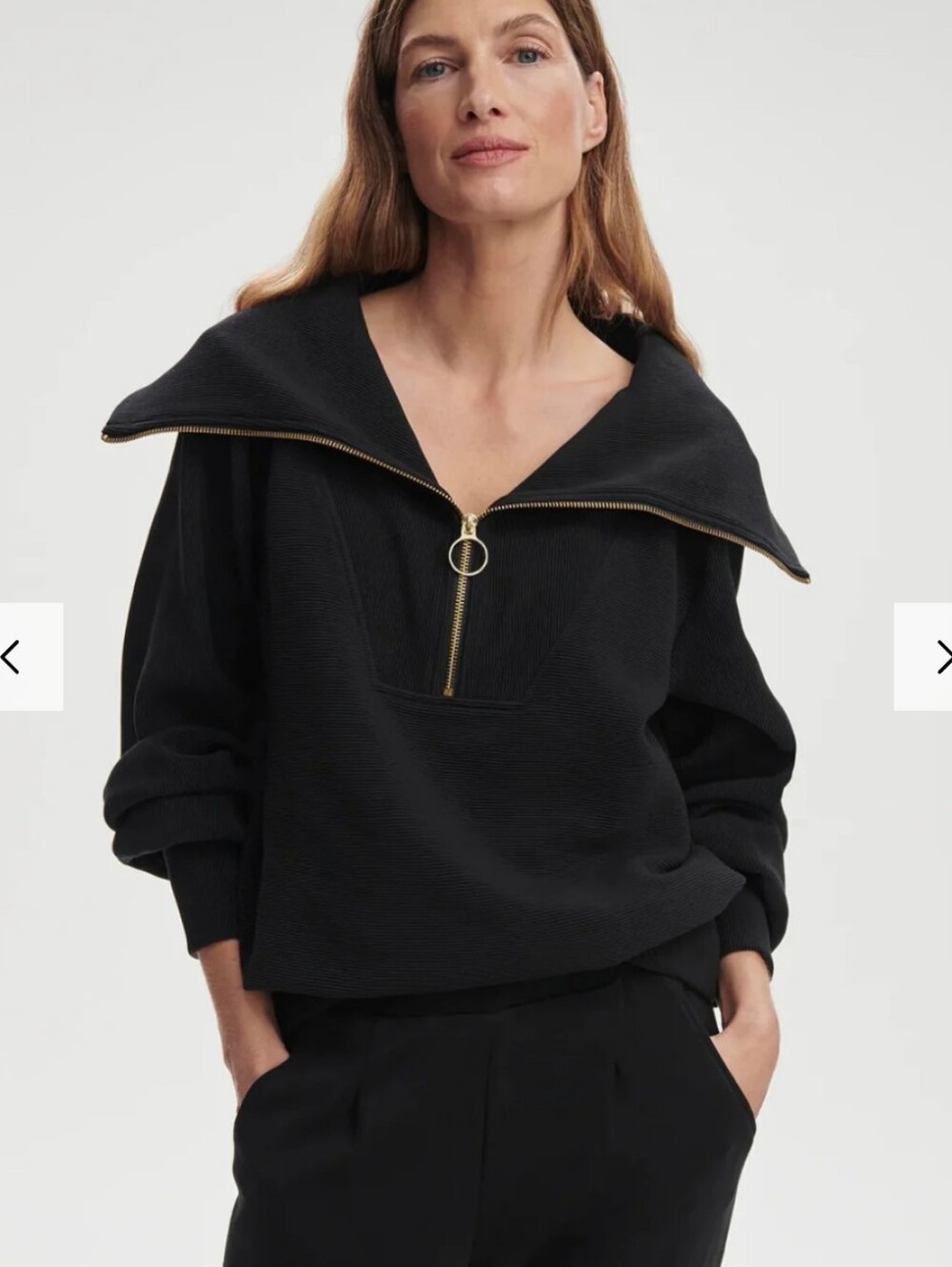 Varley Vine Half Zip Women's XL Sweater Black Oversized Ribbed EXCELLENT UC